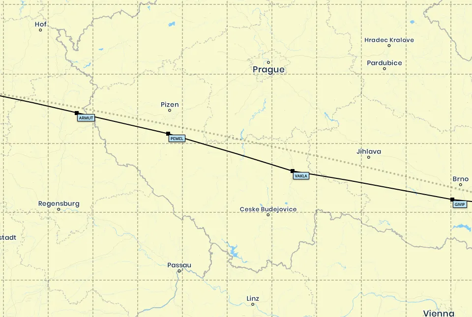 Die Route auf Hin- und Rückflug