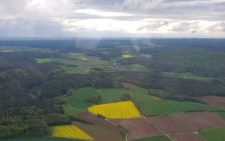 Frühlingslandschaft mit Rapsfeldern