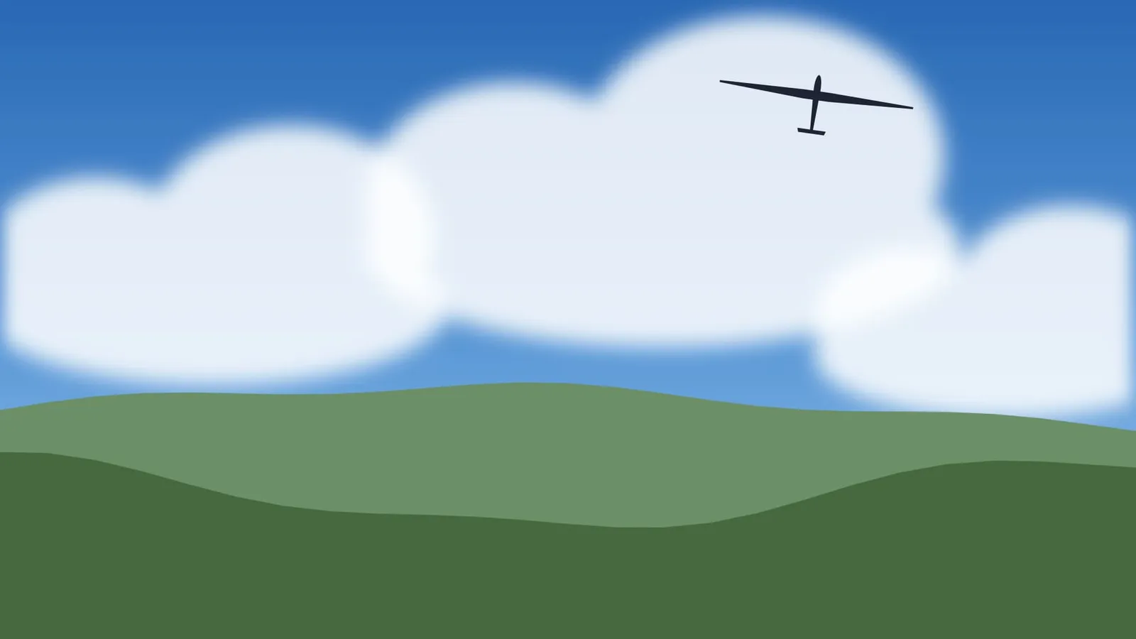 Segelflugzeug unter Cumuluswolken