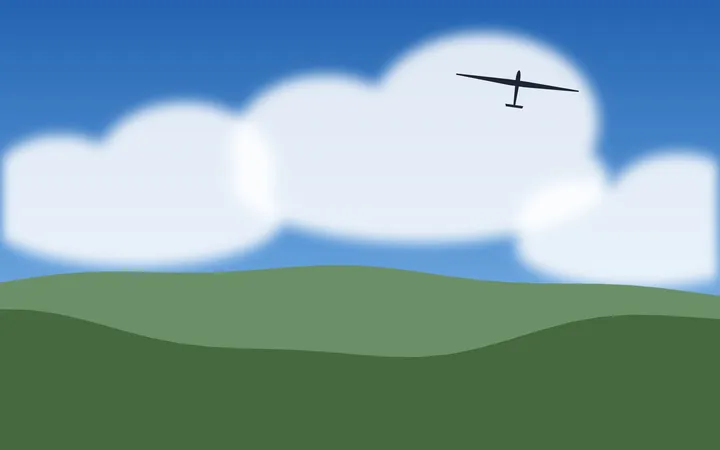 Segelflugzeug unter Cumuluswolken