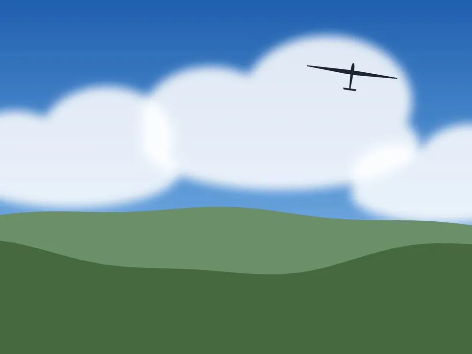 Segelflugzeug unter Cumuluswolken